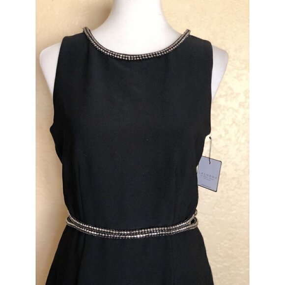Laundry by Shelli Segal Women's Black Crystal Embellished Midi Dress Size 8 - Picture 3 of 12